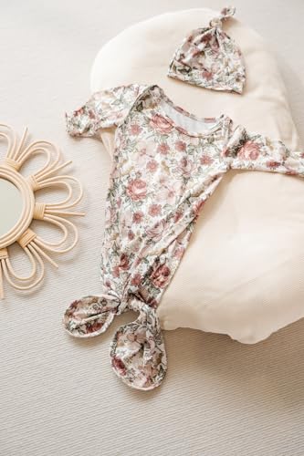 Little Jump Soft newobrn knot gown Baby Sleeper Set with Hat, Newborn Unisex, Viscose4