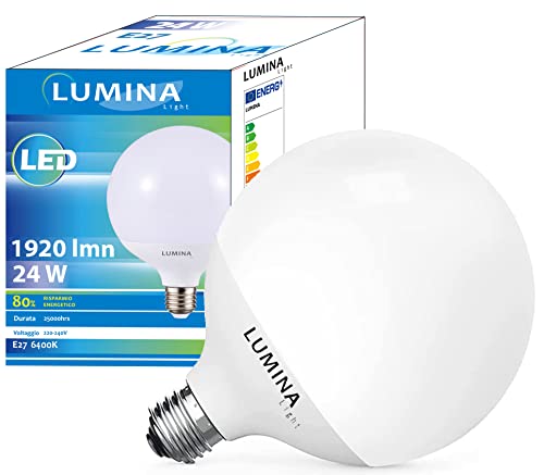 HYTAMA TOOLS LUMINA Lampada LED Globo 24W E27 1920LM Luci a LED 190x150mm (Colore Bianco Freddo-6500K)