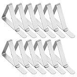 Lahviuu Ferma Tovaglia da Esterno 12 Pezzi Fermatovaglia in Acciaio Inossidabile Tovaglia Clip Antiscivolo Morsetto per Picnic, Barbecue, Matrimoni, Feste Altri Eventi (Argento)
