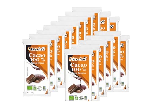 Pack 15x Chocolate Negro 100% Cacao Bio 100g | Tabletas de Chocolate Ecológico | Sin Azúcar | Vegano y Sin Gluten