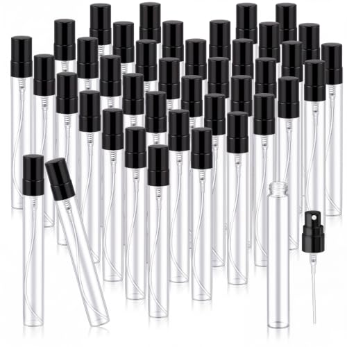 Zhehao 50 Pcs Mini Spray Bottles, Perfume Bottle, Black Cap, 10 Ml