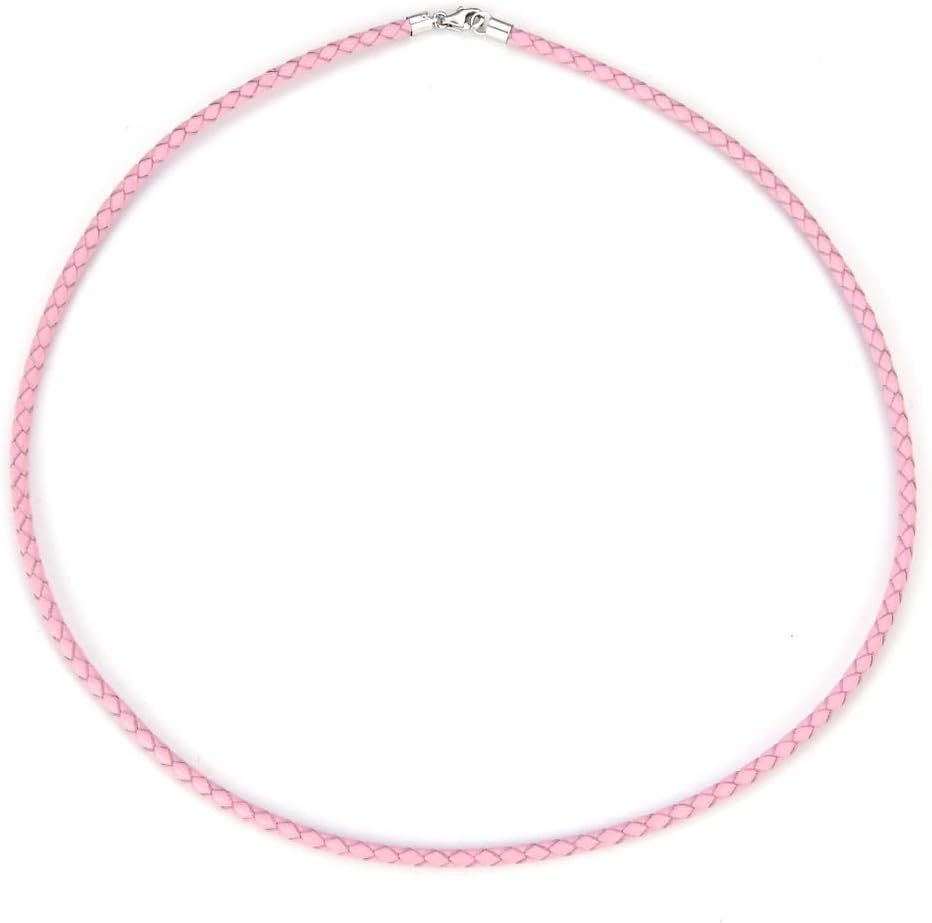 Adabele 2pcs 3mm Braided Leather Cord Necklace 925 Silver Clasp 18 Inch