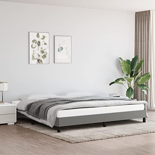 IKAYAA Cama Tapizada 200 x 200 cm, Base Cama para Colchón, Somier de Láminas de Madera, Fácil Montaje, Marco de Cama, Gris Oscuro