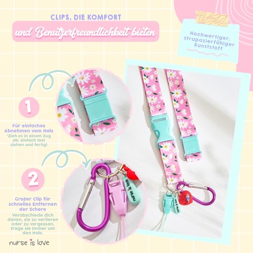 Nurse is Love - Schlüsselband Krankenschwester, Lanyards Zum Umhängen Schere, Umhängeband Schlüssel, Ausweishalter - mit Clip Und Karabiner, Schönes Kartenhalter Nurse Accessories