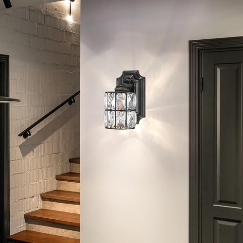Image of Crystal Wall Sconce Black Dry&Wet Dual Use 1 Light 2 Pack UL Certified