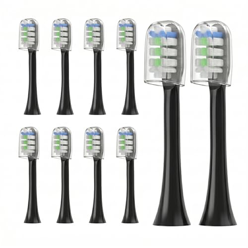 Image of Replacement Toothbrush Heads Compatible with 7MAGIC D26,10 Pack (Black Moderate)