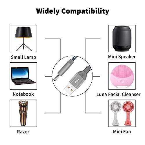USB auf DC Stromkabel Netzkabel, 5 Volt DC Verlängerungskabel 3.5mm x 1.35mm DC Anschlusskabel USB A Stecker auf DC Hohlstecker Verbinder für FOREO Luna 4 Mini Luna 4 Plus Luna Mini 2 Luna 3 Plus 4 Go