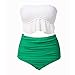 Wearlizer Women High Waist Two Piece Bikini Summer Swimwear Suit Unique Design White and Green