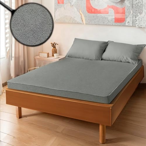 Image of Maximus Premium Double Bed Waterproof Mattress Protector Cover | Breathable Terry Cotton Bed Protector, Double Bed (72 X 60, Grey)