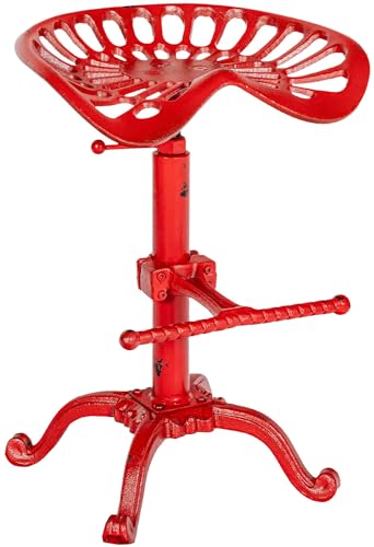 CLP Tabouret de Bar Industriel Butch I Siège en Fer Forgé Pieds en Métal I Chaise de Bar Ergonomique Hauteur Réglable, Couleur:Rouge