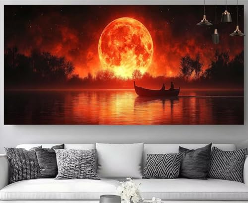 Broderie Diamant Bateau Lune 5D DIY Canevas Strass M-Y973