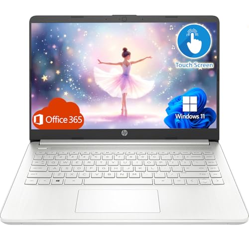 HP 14' Touchscreen Laptop, Microsoft Office 365 Included, Windows 11, 8GB RAM, 64GB eMMC, Wi-Fi, Bluetooth, HDMI, Webcam, Lightweight & Portable – Ideal for Students & Everyday Use