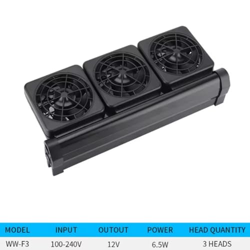Ventilateur de refroidissement à 3 têtes pour dissipation de chaleur d'aquarium