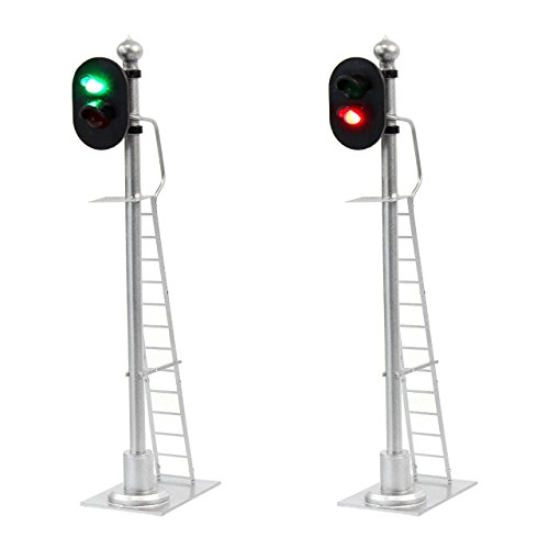 JTD433GR 2PCS Model Railroad Train Signals 2-Lights Block Signal 1:43 O Scale 12V