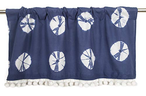 Image of Ravaiyaa - Attitude is everything Shibori Tie Dye 100% Cotton Short Drapery Valance Curtain Half Window Kitchen Curtain 40 inch X 18 inch Inch (Indigo Blue)