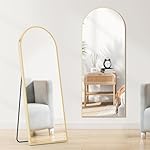 Sweetcrispy 64"x21" Arched Full Length Mirror, Standing or Leaning Full Body Mirror with Aluminum Alloy Thin Frame, Suitable for Bedroom or Cloakroom,Gold - Image 3