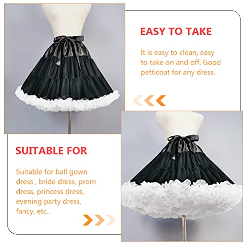 ABOOFAN Vestido Lolita Underskirt Preto Branco Vestido Curto Anágua Meninas Lolita Saia Crinolina 40