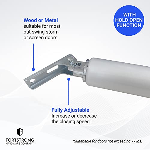 Screen Door Closer, Silver Pneumatic Door Closer, Door Closer With Hold Open |Storm Door Closer Made By Fortstrong Fs201 #TOP2