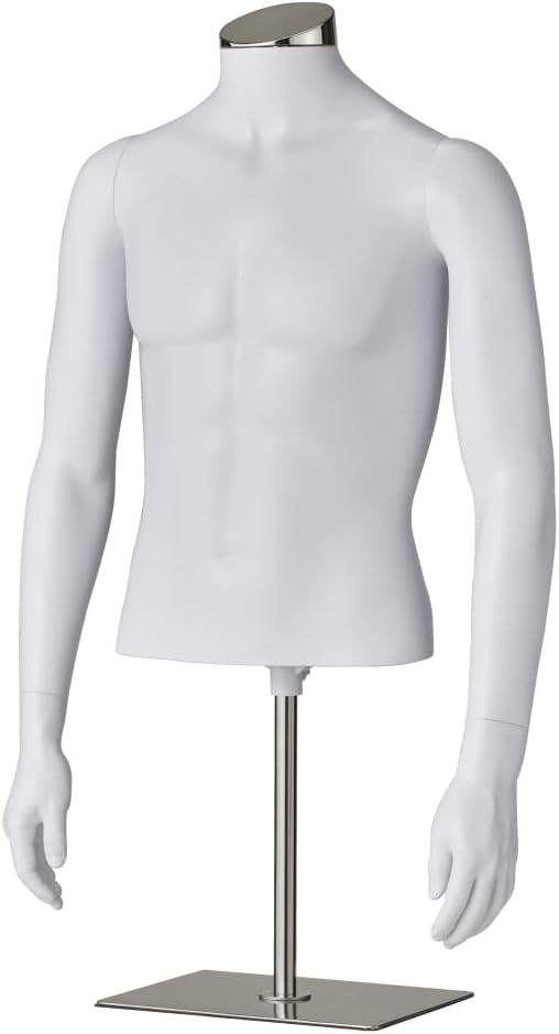 軽量ABS製 紳士腕付き卓上トルソー M 1台 【 マネキン トルソー メンズ