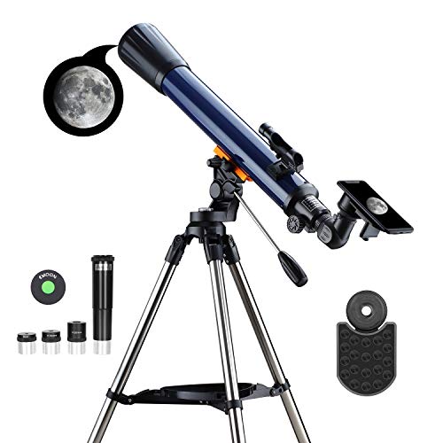 ESSLNB Telescope for Adults 700X70mm with K4/10/20 Eyepieces 525X Telescopes for Kids and Beginners Erect-Image Refractor Telescope with Stainless Steel Tripod Phone Mount and Red Dot Finderscope