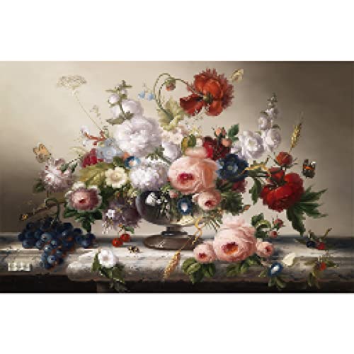 Affiche nature morte fleurs pour déco salon chaleureuse | Toile 35x50 cm