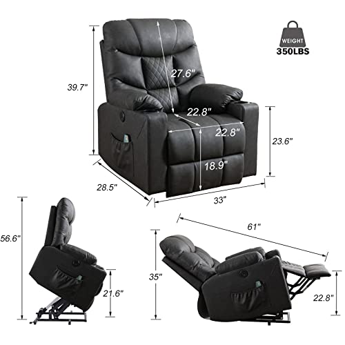 Vuyuyu Power Lift Recliner Chairs For Elderly With Massage & Heating, Leather Sleeper Chair Sofa Recliners For Living Room, Comfy Home Theater Seat Infinite Position/Cup Holders/Lumbar Pillow #TOP1
