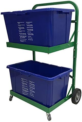 Recycle bin Cart Metal-Reinforced Recycling Bins Cart with 4 Wheels for Home,Kitchen,Garden Garbage,360 Degree Swivel Wheels with 220lb Weight Capacity, Green Color