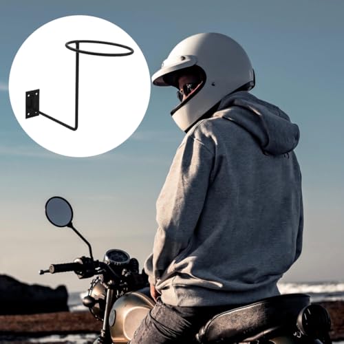 Porte-casque en fer noir robuste avec fixation murale stable - 5