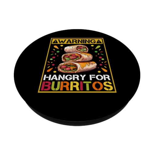 Burrito - Warning Hangry For Burritos PopSockets Swappable PopGrip, Black - Image 2