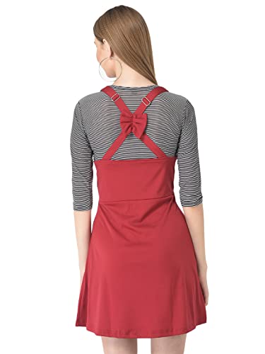 Image of FNOCKS Women's Cotton Blend Skirt Dungaree and Striped Top for Women