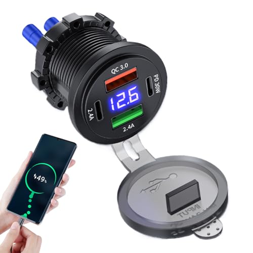 �ԗp�[�d�� ? �����[�d�A�_�v�^�[ | 60W Power Delivery�[�d�� - �f�W�^��LED�f�B�X�v���C ABS PVC PD QC3.0 USB C USB A �� �g���b�N �I�[�g�o�C RV �{�[�g �}���� �I���U�S�[�f�o�C�X �[�d