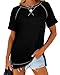 Aokosor Tops for Women 2026 Spring Fashion Black Short Sleeve Tshirts for Leggings Long Casual Workout Tees Basic XL