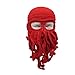Chapeau de Pieuvre tentacule drôle Fait à la Main, Barbe Cthulhu au Crochet, Bonnet Barbe Hommes et Femmes Chapeau de Masque de Vent tricoté, Cadeau Animal Halloween (Rouge)