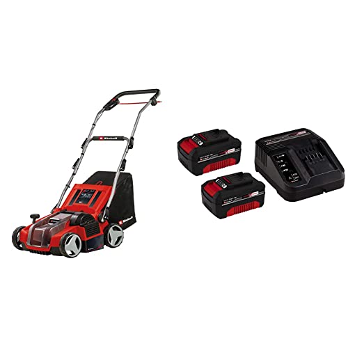 Einhell Scarificateur-aérateur sans fil GE-SA 36/35 Li-Solo Power X-Change (Li-Ion, 36 V, moteur sans charbon, rouleau de scarification 35 cm, profondeur réglable) + Chargeur et 2 Batteries 3,0Ah