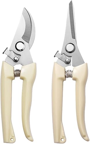 Tijeras de jardinería, 2 unidades de tijeras de podar de jardín, cuchillas de acero inoxidable, juego de podadoras de mano para cortar flores,
