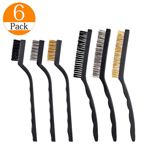 6 pieces Scratch Brush (Stainless Steel + Brass + Nylon) with 2 sizes