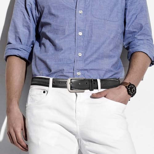 Personalized Mens Leather Belt, Custom Initial Split Leather Black Belts Birthday Gifts for Husband Boyfriend Dad4