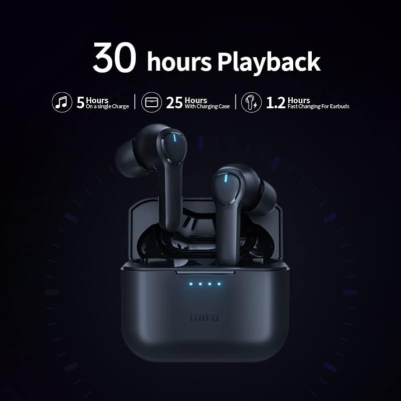 mifa X180 earbuds in charging case showing 30 hours playback