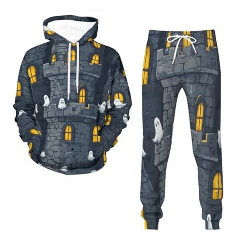 Survêtement pour homme ensemble de 2 pièces décontracté à capuche motif citrouille du S au 6XL