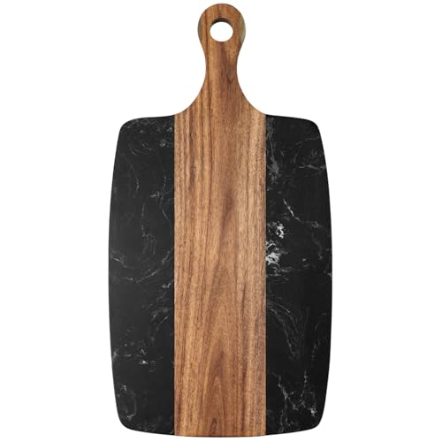Tabla de cortar rectangular de mármol y madera Acacia miniatura 1