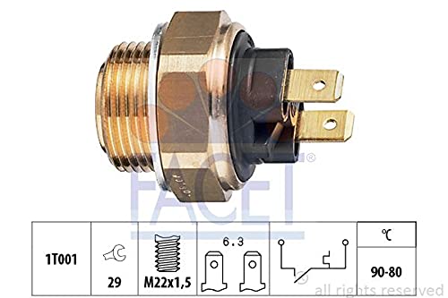 Interrupteur Température Ventilateur Radiateur HELLA - 12V - 3 Pôles - 87°C à 102°C - Filetage M22x1,5