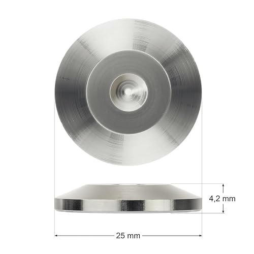 Dynavox Spike Unterlegscheiben für Lautsprecherboxen und Geräte, stilvoller Schutz vor Kratzern auf dem Boden oder im HiFi-Regal, 4er-Set, Silber