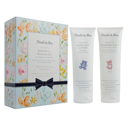 Image of Noodle & Boo Baby Bath & Massage Gift Set – Includes 4 oz Newborn Hair & Body Wash & Super Soft Lotion, Hypoallergenic, Pediatrician-Tested, Dermatologist-Tested for Delicate and Sensitive Baby Skin