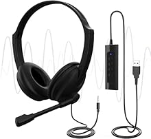🎶【Crystal-clear with Professional Driver】 The industry-leading built-in chip constantly optimizes call experience by noise reduction and vocal correction. Professional 40mm driver of Venker Computer headset, which other chat headsets don't have. Wide...