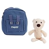 -Umhängetasche, süßes Aussehen -Umhängetasche leicht zu reinigen für Papierhandtücher für im Alter von 5-15 Jahren für Reisen(Blaue Tasche aus Leinen mit literarischem Bären)