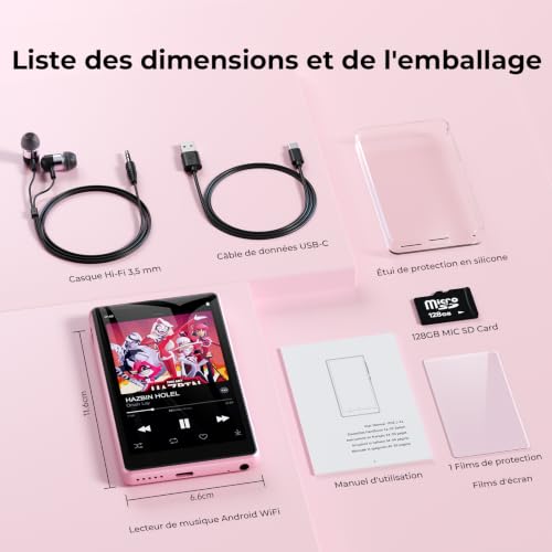 160 Go Lecteur MP3 Spotify avec Bluetooth et WiFi, Android Lecteur MP4 – vue 8