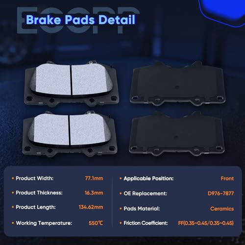 Image of ECCPP Brake Pads 8pcs Ceramic Brake Kits For Toyota For 4Runner 2003-2019