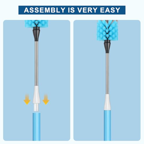 Image of Bottle Brush 15-inch Long Bottle Brush, Kitchen Brush Set with Straw Cleaner and Cup Lid Cleaning Brush. Bottle Brushes Suitable for Water Bottles, Cups, Glasses, Baby Bottles (4, Blue)