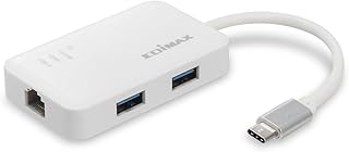 Edimax USB-C USB Hub with 3X USB 3.0 Ports and Gigabit Ethernet LAN Adapter, USB to RJ45 1000Mbps Network LAN Converter, Plug and Play, Windows, MacBook Pro/Air, iPad Pro and More, EU-4308