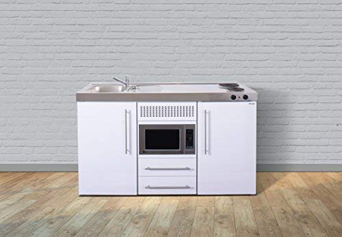 Preisvergleich Produktbild Stengel Miniküche Metallküche Singleküche Küche 150cm weiss Becken rechts